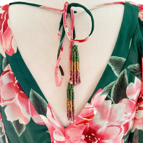 Anthropologie Farm Rio Rayna Blouse Sz Small Puff Sleeve Tropical Floral - Picture 5 of 8